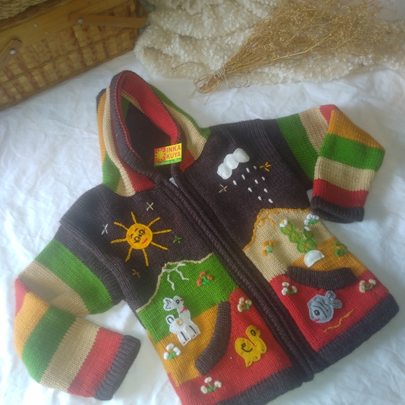 Colorful Knit Children's Hoodie - Picture 3 of 9